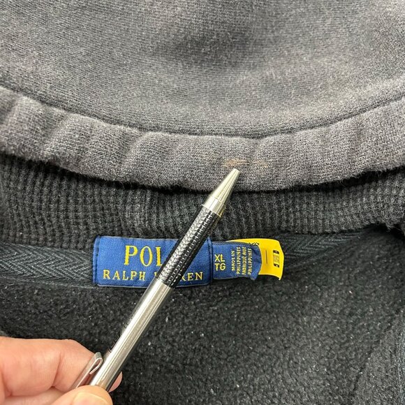 Polo Ralph Lauren Hoodie Mens XL Full Zip Black Sweatshirt Full Zip Red Pony - Picture 6 of 10